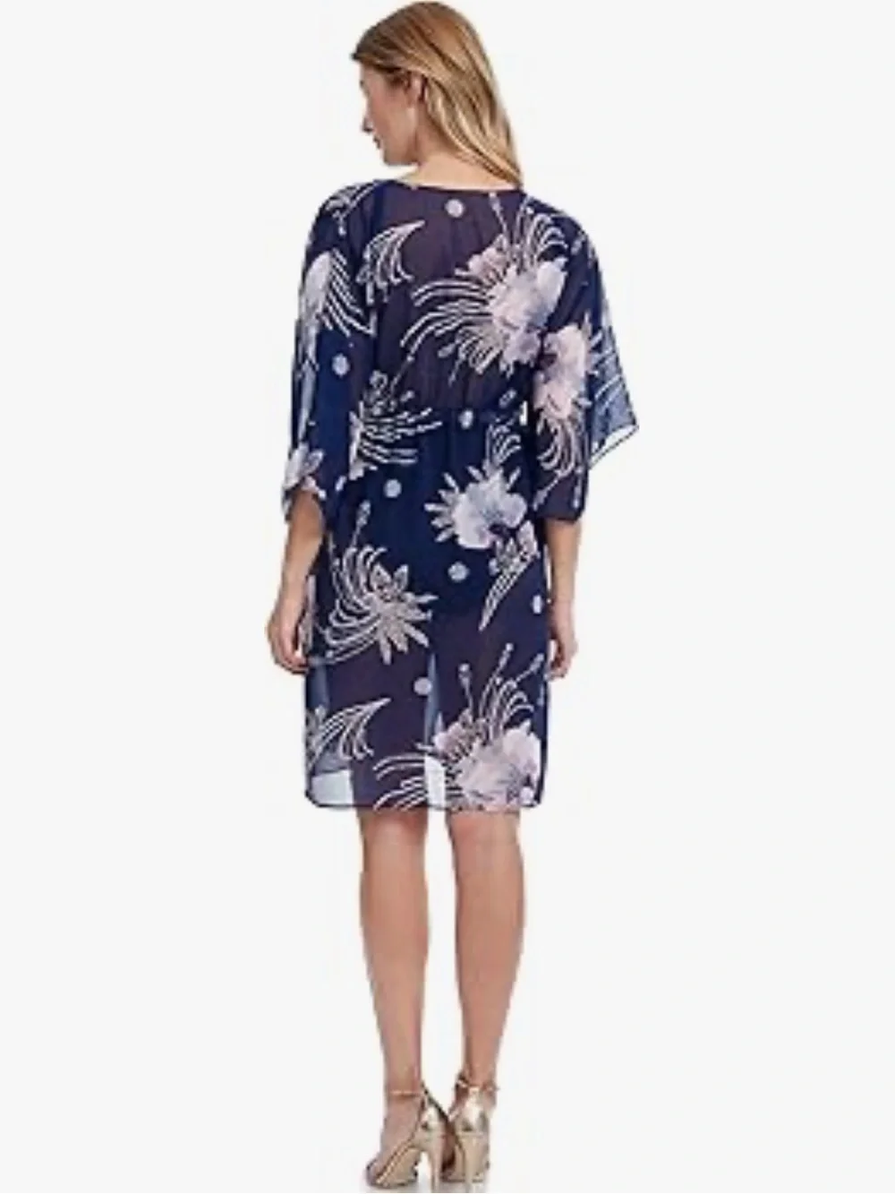 New GOTTEX Floral Sheer V-Neck Dolce Vita Blouse Coverup Kimono Dress